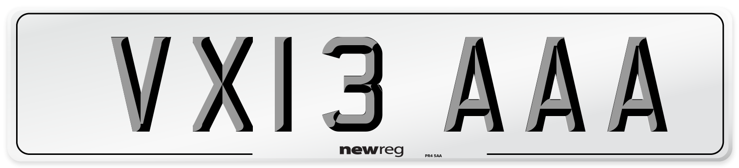 VX13 AAA Number Plate from New Reg